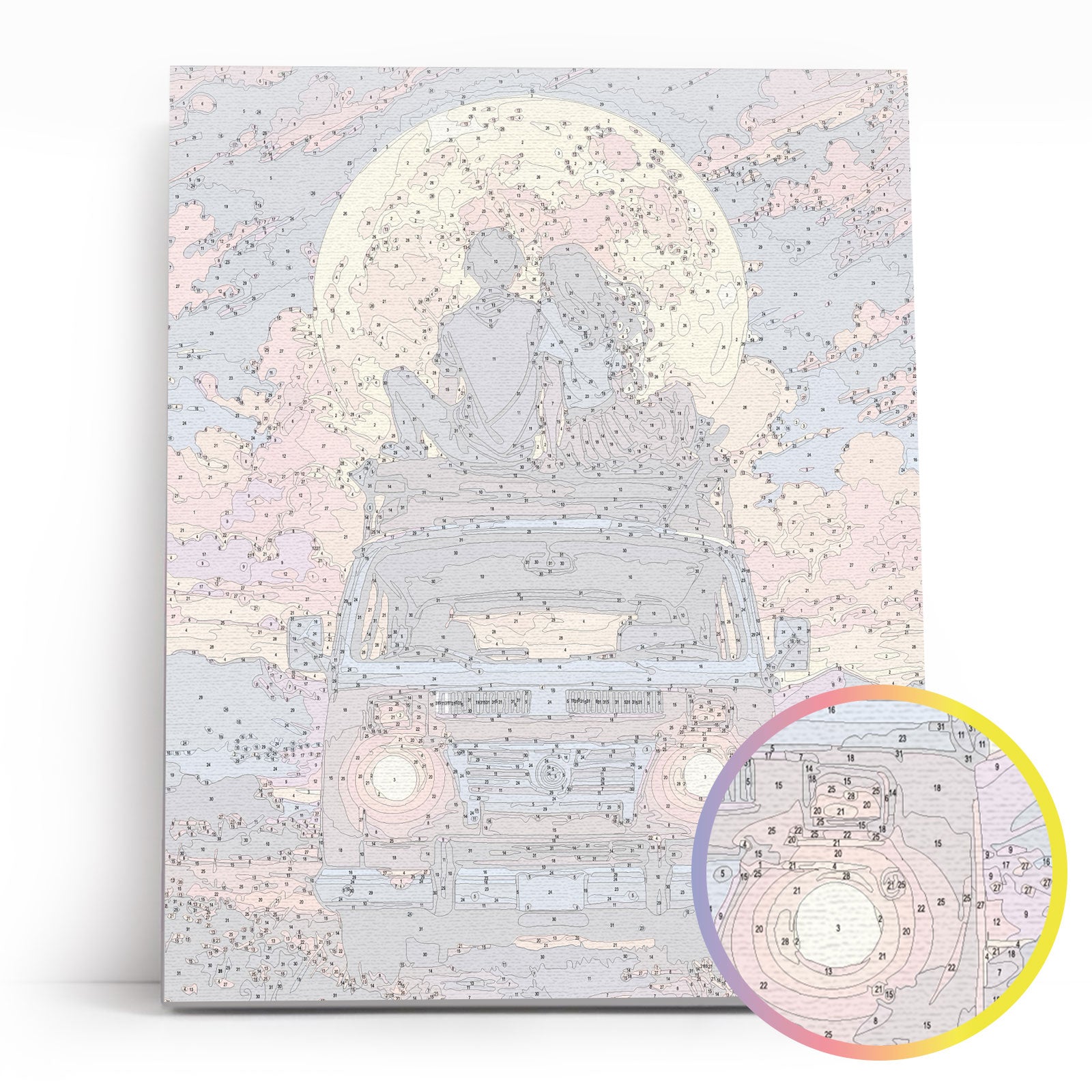 Pod Pełnią Księżyca MG2510e - płótno lniane z ponumerowanymi konturami zbliżenie - malowanie po numerach 40x50 cm Värvikas
