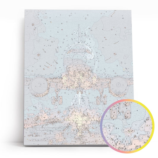 Lot w Niebo MG2513e - płótno lniane z ponumerowanymi konturami zbliżenie - malowanie po numerach 40x50 cm Värvikas
