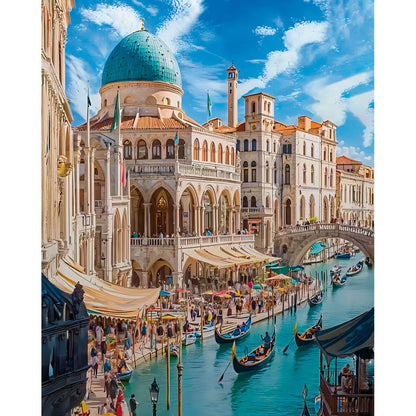 Ponadczasowa Wenecja MG2522e - wzór referencyjny malowanie po numerach 40x50 cm Wielki Kanał gondole kopuła architektura - Värvikas Premium

