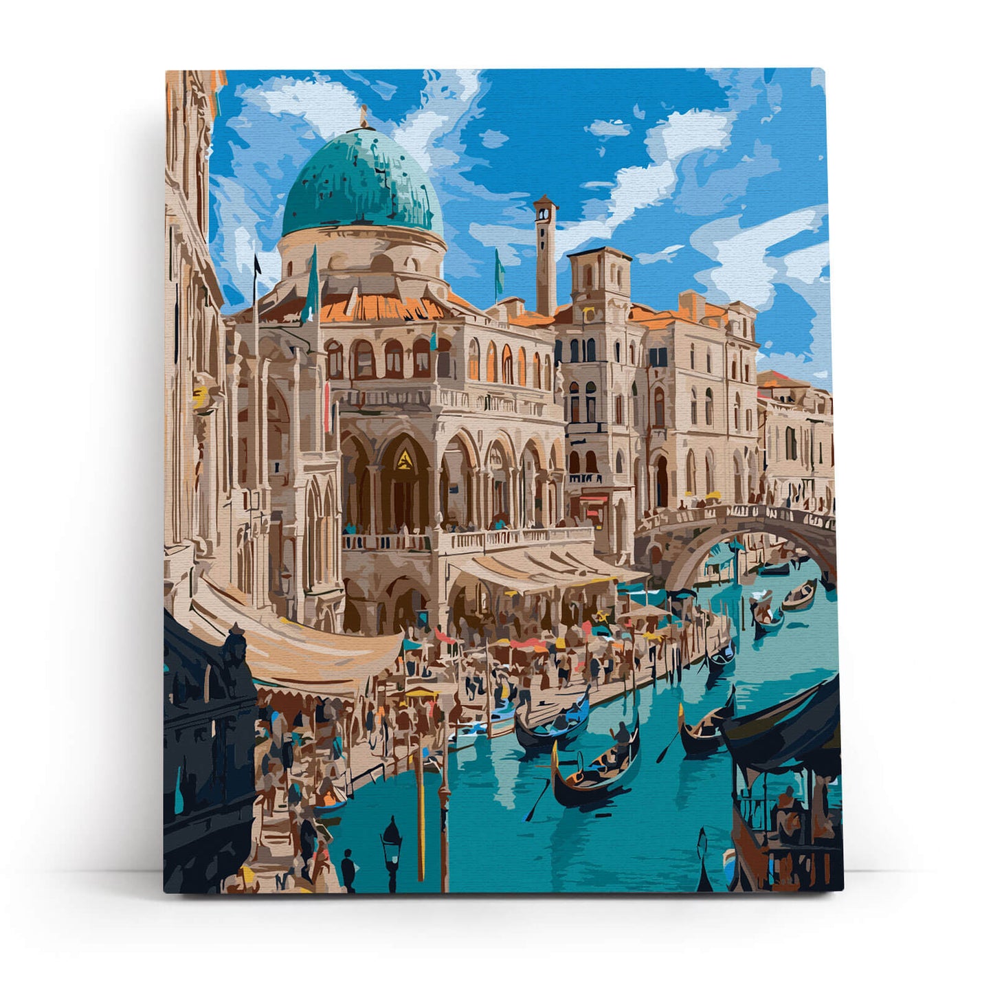 Ponadczasowa Wenecja MG2522e - ukończony obraz akrylowy na płótnie 40x50 cm Wenecja gondole kanał błękitne niebo - Värvikas

