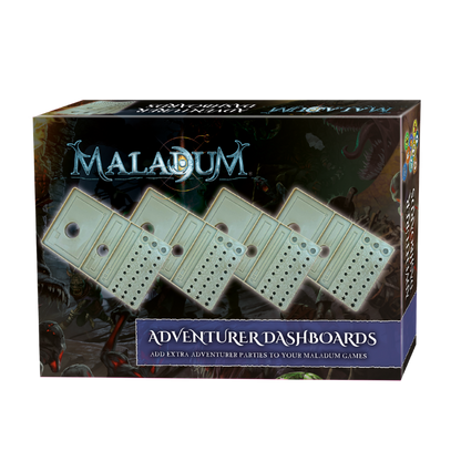 Maladum Adventurer Dashboards – pudełko zestawu plansz Poszukiwaczy Przygód Battle Systems
