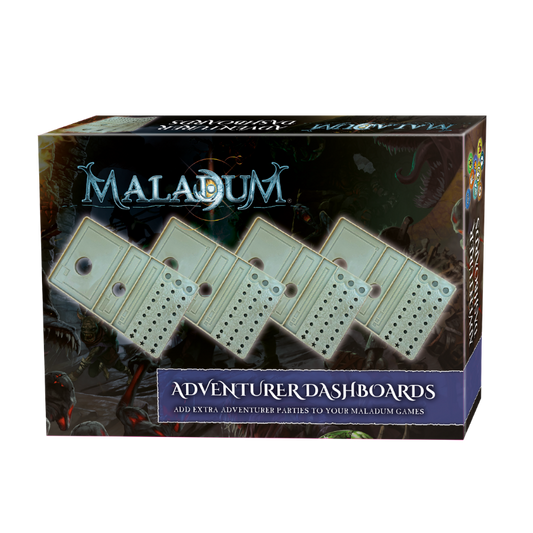 Maladum Adventurer Dashboards – pudełko zestawu plansz Poszukiwaczy Przygód Battle Systems
