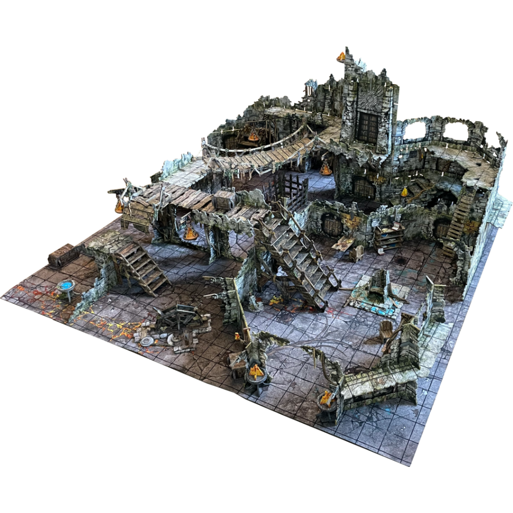 Maladum Beyond the Vaults – przykładowe ustawienie terenu dungeon na stole do gry
