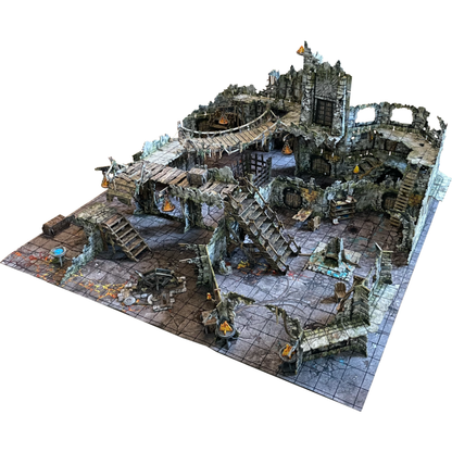 Maladum Beyond the Vaults – przykładowe ustawienie terenu dungeon na stole do gry
