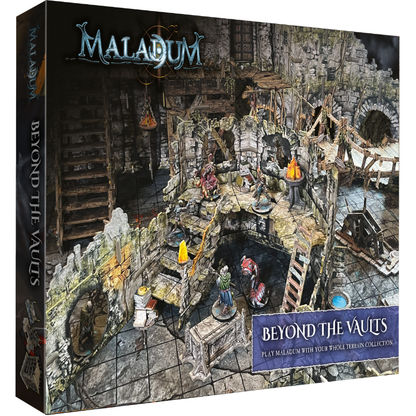 Maladum: Beyond the Vaults – pudełko dodatku do gry planszowej Battle Systems
