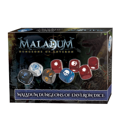 Maladum Dungeons of Enveron Dice – pudełko z zestawem 8 perłowych kości do gry, Battle Systems

