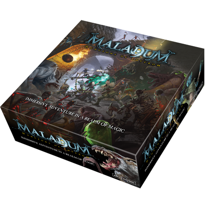 Maladum Dungeons of Enveron – pudełko zestawu startowego Battle Systems, widok z przodu
