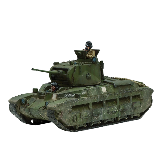 Matilda II Infantry Tank - Bolt Action 28mm - widok z przodu 2-pdr gun British green gąsienice - Warlord Games