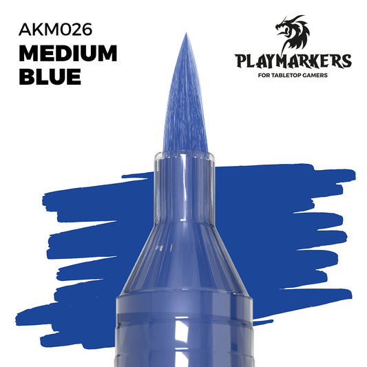 Medium Blue AKM026 AK Interactive Playmarker końcówka pędzelkowa z próbką koloru - klasyczny nasycony błękit marker akrylowy do malowania zbroi i mundurów figurek tabletop - AK Interactive
