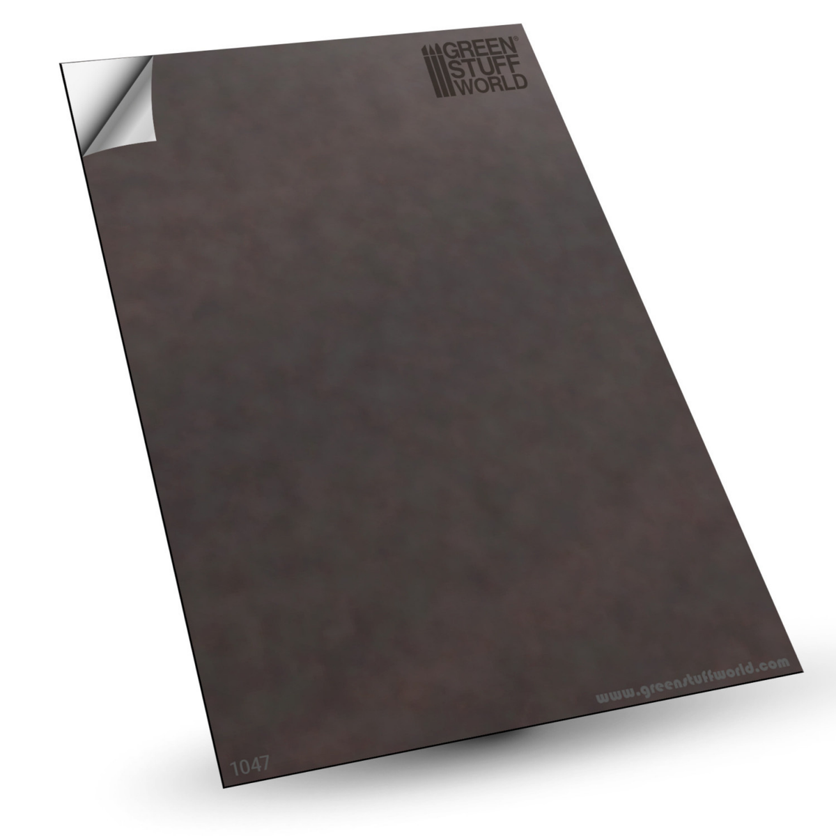 Metal Sheets for Magnets Green Stuff World – gumowa stalowa arkusz samoprzylepna A4 210x297mm, widok produktu z odklejonym rogiem backingu
