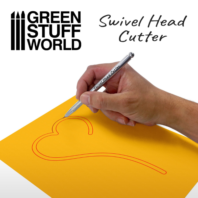 Swivel Head Cutter - Green Stuff World - cięcie krzywych na żółtym materiale
