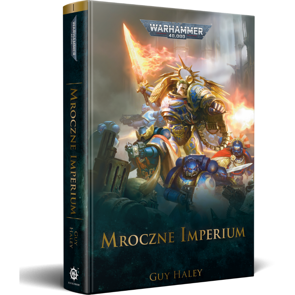 Mroczne Imperium – Guy Haley, Warhammer 40,000, oprawa zintegrowana, widok książki z boku, Copernicus Corporation
