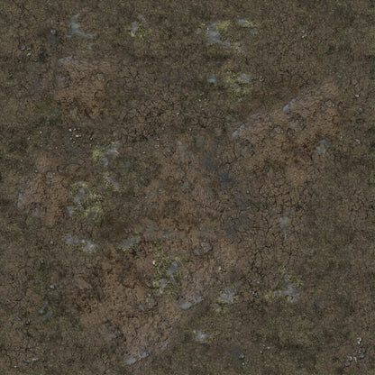 Muddy Streets – Mata do gry 2'x2' z gridem Mousepad Battle Systems – płaski widok błotnistej maty z siatką