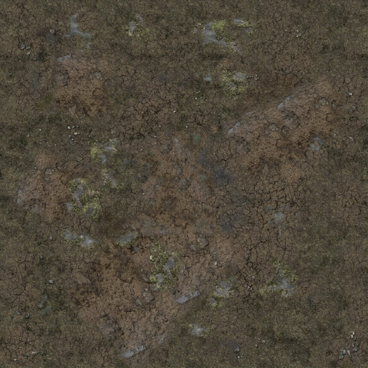 Muddy Streets – Mata do gry 2'x2' z gridem Mousepad Battle Systems – płaski widok błotnistej maty z siatką