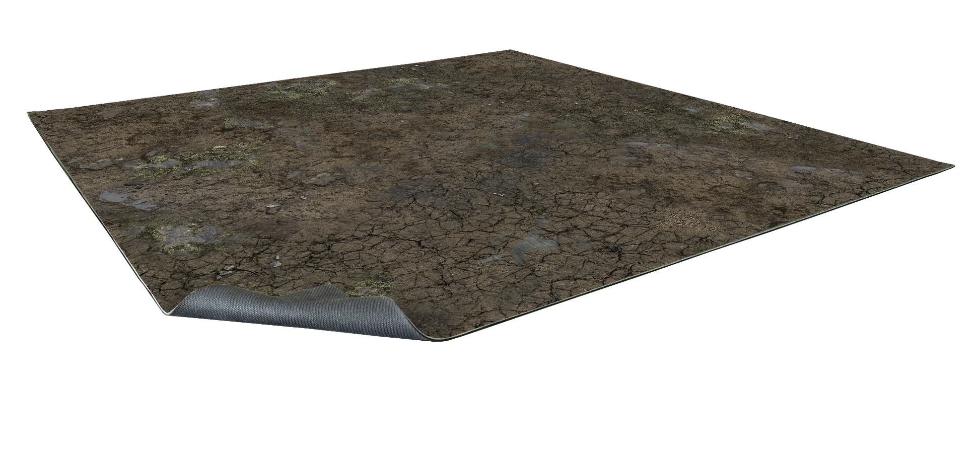 Muddy Streets – Mata do gry 2'x2' z gridem Mousepad Battle Systems – widok ogólny maty z błotnistym motywem
