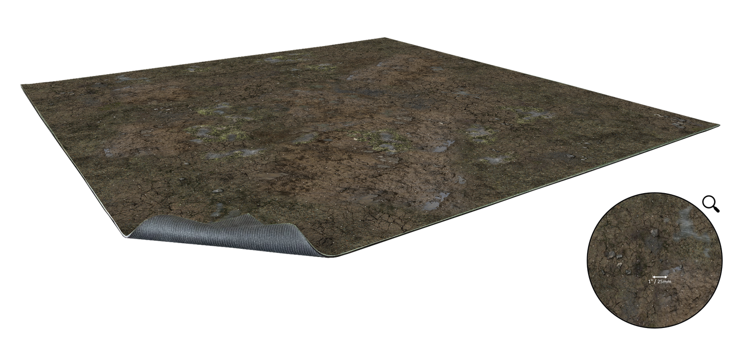 Muddy Streets – Mata do gry 2'x2' z gridem Mousepad Battle Systems – widok maty z siatką 1"/25mm