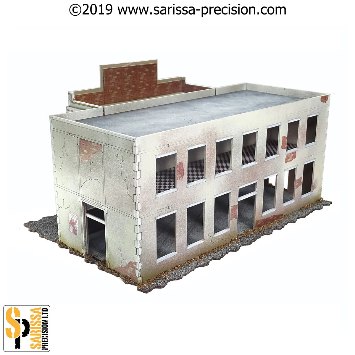 Stalingrad Scenery Set N178 28mm MDF - Zestaw Scenerii Stalingrad - wejście N175 pomalowane widok tyłu Sarissa Precision
