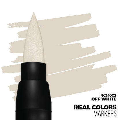 Off White RCM002 AK Interactive Real Colors Marker końcówka i próbka koloru - złamana biel marker akrylowy - AK Interactive
