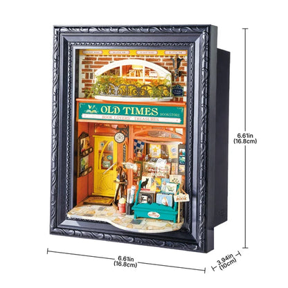 Antykwariat Old Times Bookstore Rolife DP004 – wymiary modelu: 16,8 x 16,8 x 10 cm, widok z boku