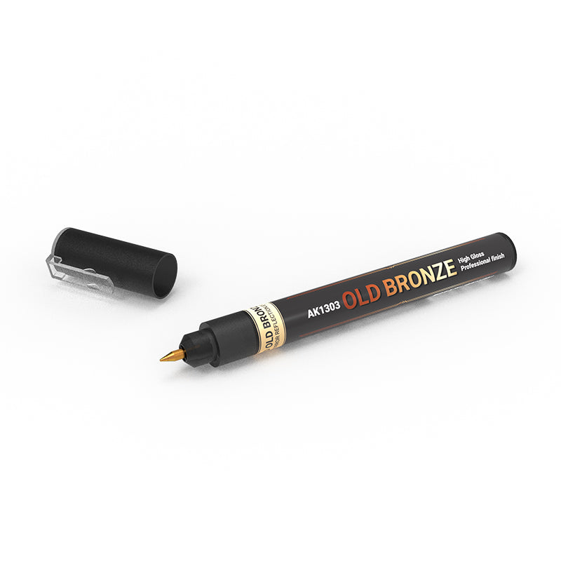 Old Bronze AK1303 AK Interactive Metallic Liquid Marker - marker olejny z efektem starego brązu do modeli i figurek - AK Interactive
