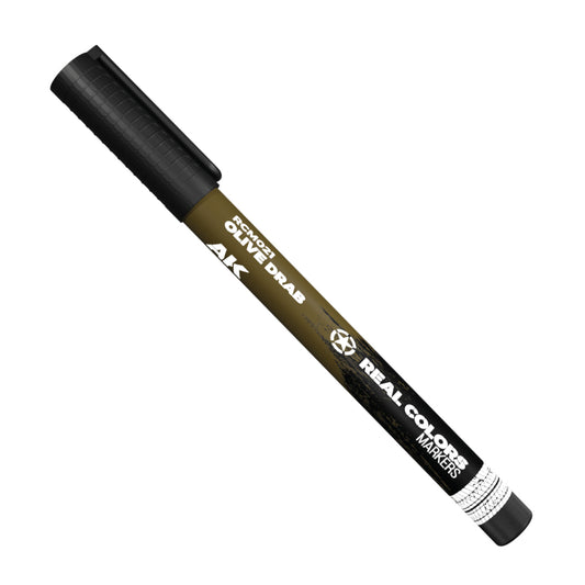 Olive Drab RCM021 AK Interactive Real Colors Marker - ikoniczny ciemnooliwkowy marker akrylowy do pojazdów armii USA - AK Interactive
