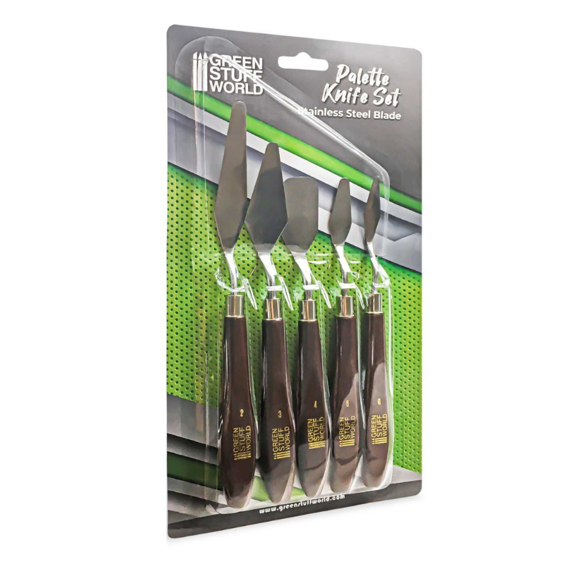 Palette Knife Set - Modeling Spatulas Tools - Green Stuff World - zestaw 5x z opakowaniem
