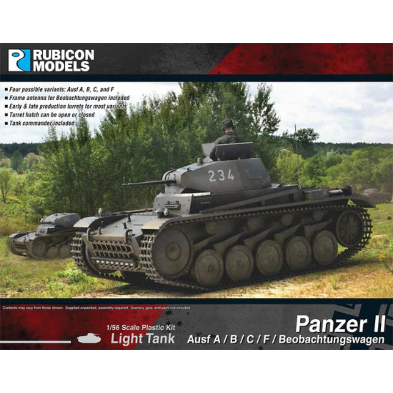 Panzer II Ausf A B C F Beobachtungswagen – okładka pudełka Rubicon Models, model nr 234 w lesie, 280112