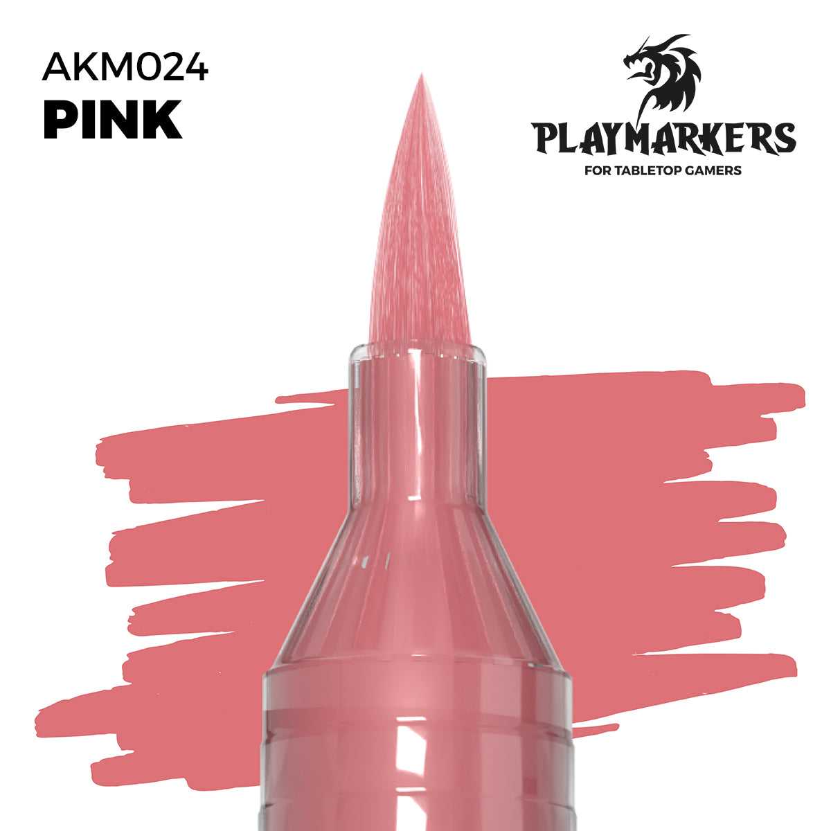 Pink AKM024 AK Interactive Playmarker końcówka pędzelkowa z próbką koloru - żywy różowy marker akrylowy do malowania figurek tabletop - AK Interactive
