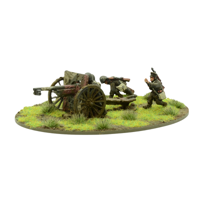 Polish Army 75mm Light Artillery – armata wz. 1897 z obsługą, widok z lewego boku, model 28mm Bolt Action Warlord Games