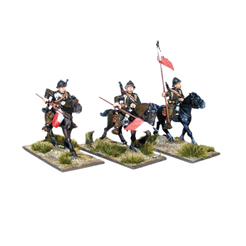 Polish Army Cavalrymen – 3 metalowe figurki polskich ułanów konnych z lancami, 28mm Bolt Action Warlord Games
