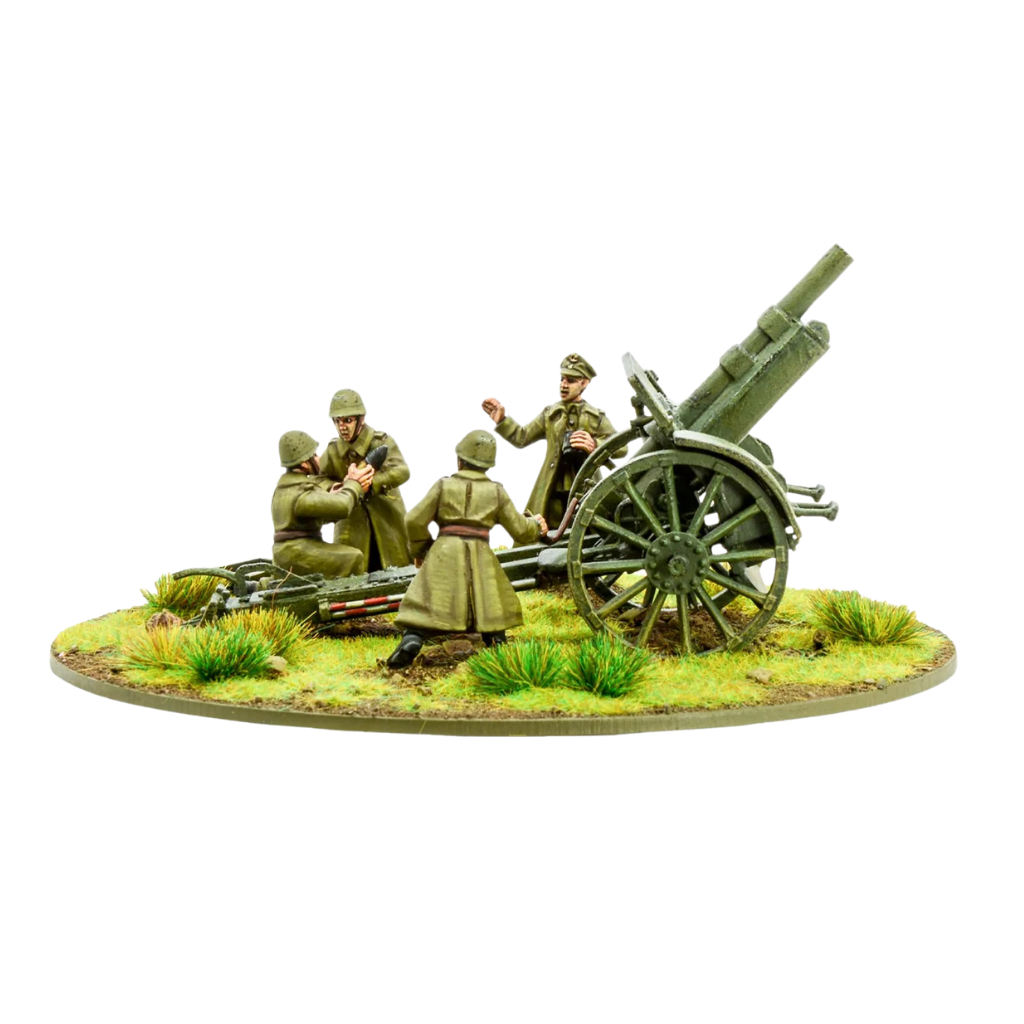 Polska Artyleria 100mm – haubica wz.1914 Skoda z obsługą 28mm, widok z boku, Bolt Action Warlord Games 403017617
