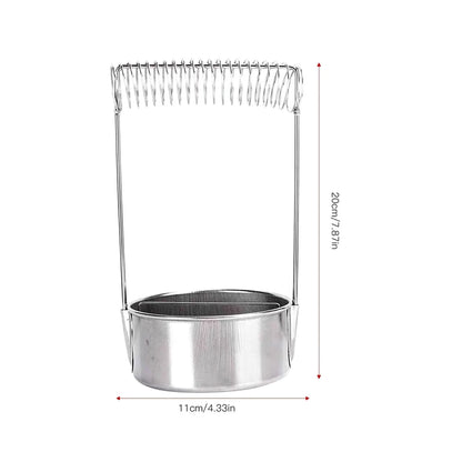 2-in-1 Portable Brush Washer & Drying Stand Golden Maple – schemat wymiarów: stalowy pojemnik z sprężynowym uchwytem, wysokość 20cm / 7,87in, średnica 11cm / 4,33in; białe tło
