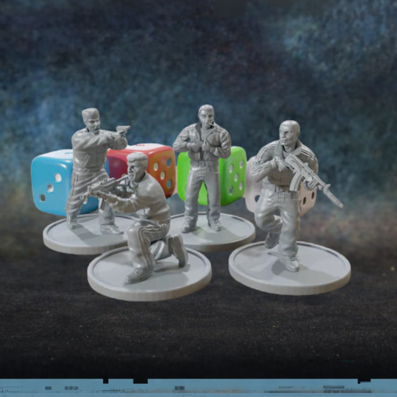 East European Street Thugs – 4 figurki wschodnioeuropejskich gangsterów w skali 28mm, żywica, druk 3D, Patrick Miniatures
