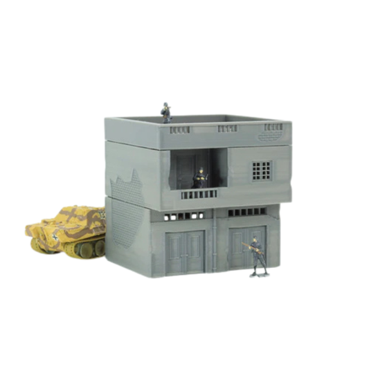Urban Building Shop z figurkami i czołgiem Jagdpanther, 2 poziomy, teren 28mm Patrick Miniatures
