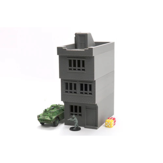 Arab Urban Building MET_01 z BTR-em i figurką, 3 kondygnacje z wieżyczką, teren 28mm Patrick Miniatures
