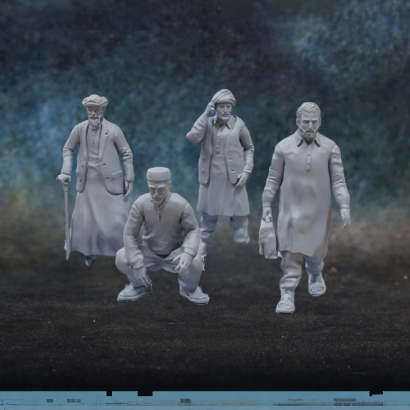 Middle East Male Civilians – 4 figurki męskich cywilów z Bliskiego Wschodu w skali 28mm, żywica, druk 3D, Patrick Miniatures
