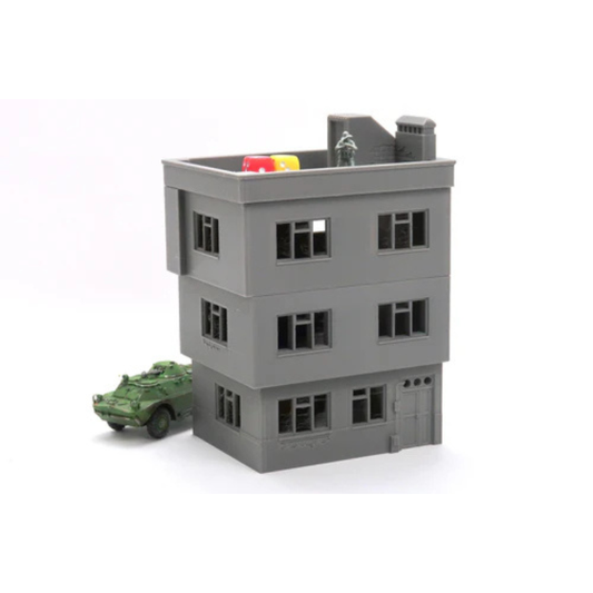 Middle East Urban Building MET_04 z BTR-em i figurką, 3 kondygnacje, teren 28mm Patrick Miniatures
