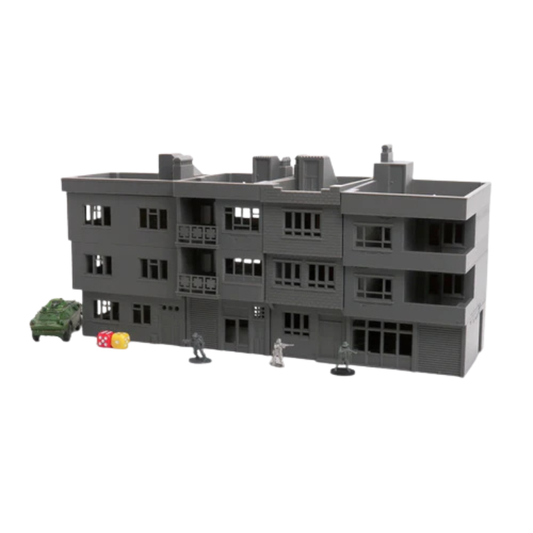 Middle East Urban Buildings – zestaw 4 budynków z BTR-em i figurkami, teren 28mm Patrick Miniatures
