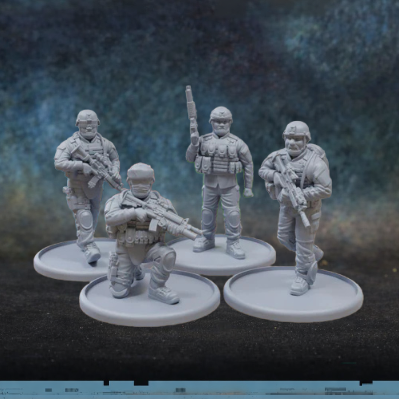Iraq Patrol – 4 figurki amerykańskich żołnierzy na patrolu w skali 28mm, żywica, druk 3D, Patrick Miniatures
