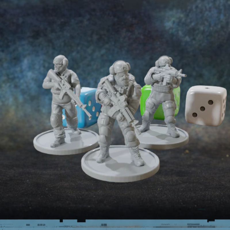 Terrorists in USA Gear – 3 figurki terrorystów w amerykańskim rynsztunku taktycznym w skali 28mm, żywica, druk 3D, Patrick Miniatures
