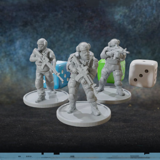 Terrorists in USA Gear – 3 figurki terrorystów w amerykańskim rynsztunku taktycznym w skali 28mm, żywica, druk 3D, Patrick Miniatures
