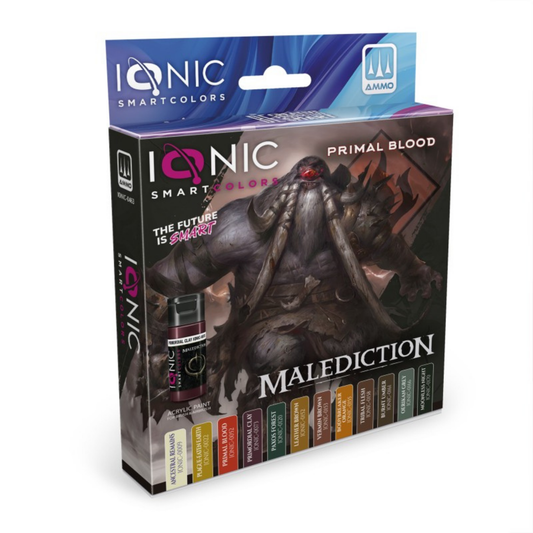 AMMO of Mig Jimenez IONIC-0463 Malediction Primal Blood Set – zestaw 12 farb akrylowych IONIC Smart Colors 20ml