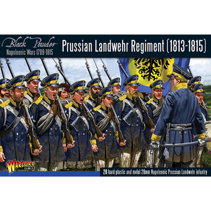 Prussian Landwehr Regiment 1813-1815 – 26 plastikowych i metalowych figurek pruskiej milicji Landwehr 28mm, Black Powder, Warlord Games
