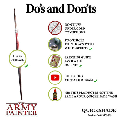 Quickshade Strong Tone - do's and don'ts: używaj starego pędzla, rozcieńczaj terpentyną, nie używaj na mrozie
