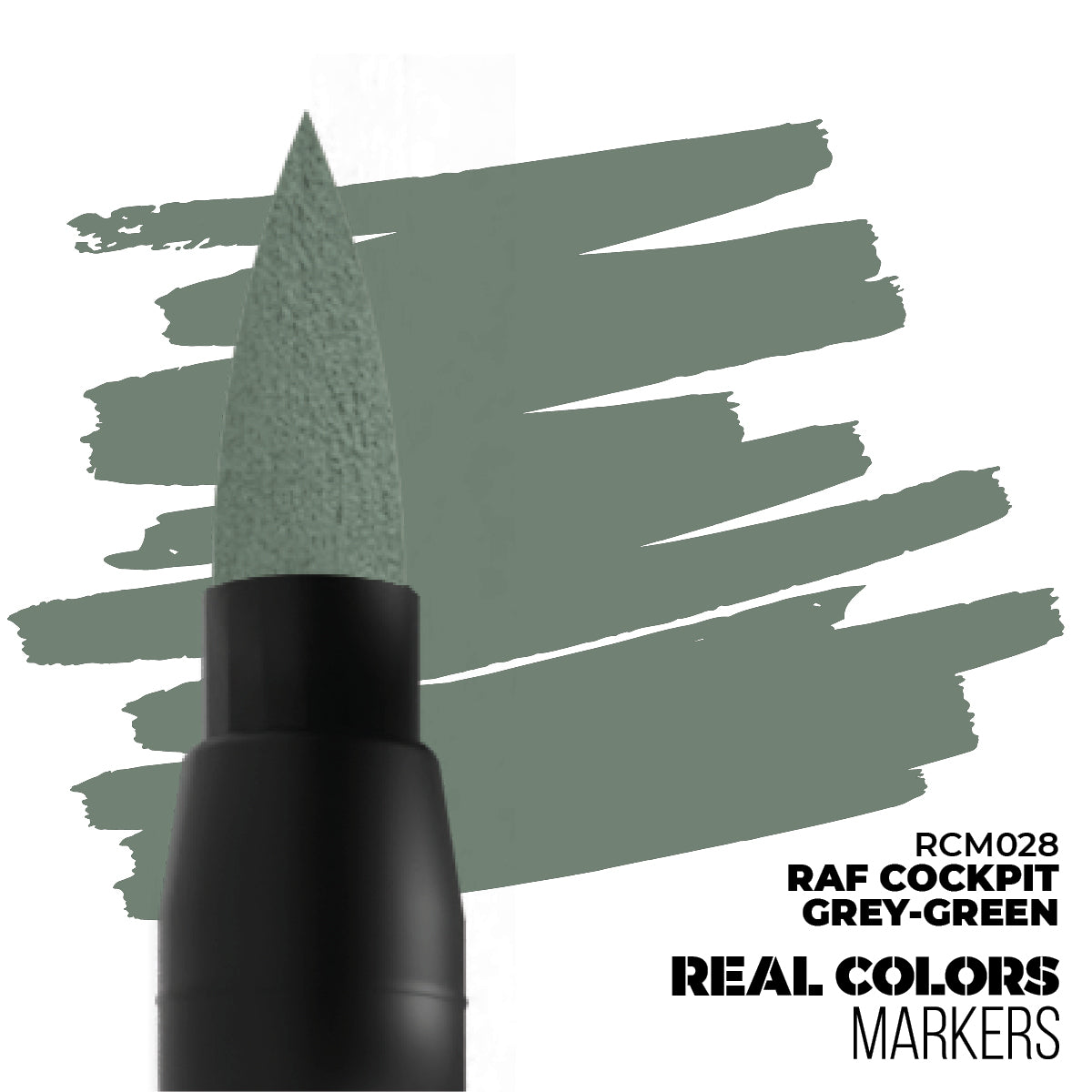 RAF Cockpit Grey-Green RCM028 AK Interactive Real Colors Marker końcówka i próbka koloru - szarozielony marker akrylowy do modeli lotniczych RAF - AK Interactive
