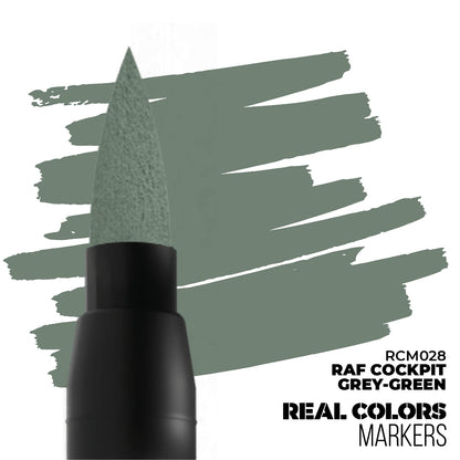 RAF Cockpit Grey-Green RCM028 AK Interactive Real Colors Marker końcówka i próbka koloru - szarozielony marker akrylowy do modeli lotniczych RAF - AK Interactive
