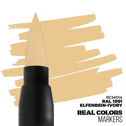 RAL 1001 Elfenbein-Ivory RCM014 AK Interactive Real Colors Marker końcówka i próbka koloru - kremowy kościany marker akrylowy - AK Interactive
