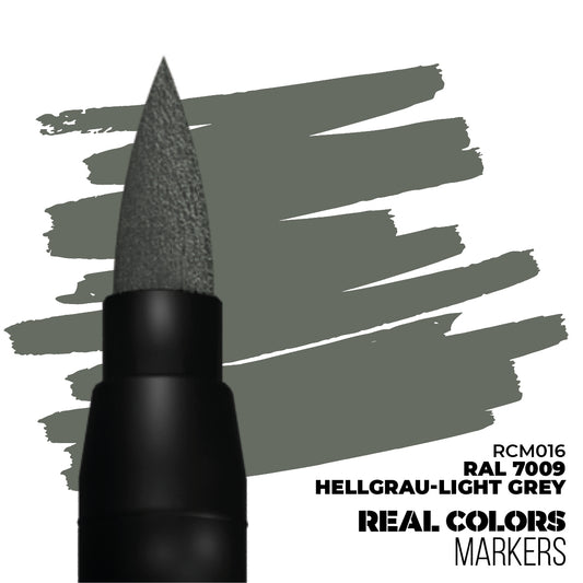RAL 7009 Hellgrau-Light Grey RCM016 AK Interactive Real Colors Marker końcówka i próbka koloru - chłodny zielonoszary marker akrylowy - AK Interactive
