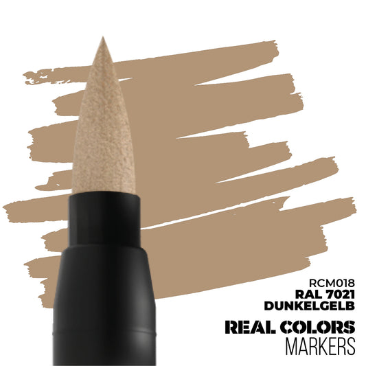 RAL 7028 Dunkelgelb RCM018 AK Interactive Real Colors Marker końcówka i próbka koloru - piaskowożółty marker akrylowy do modeli wojskowych - AK Interactive
