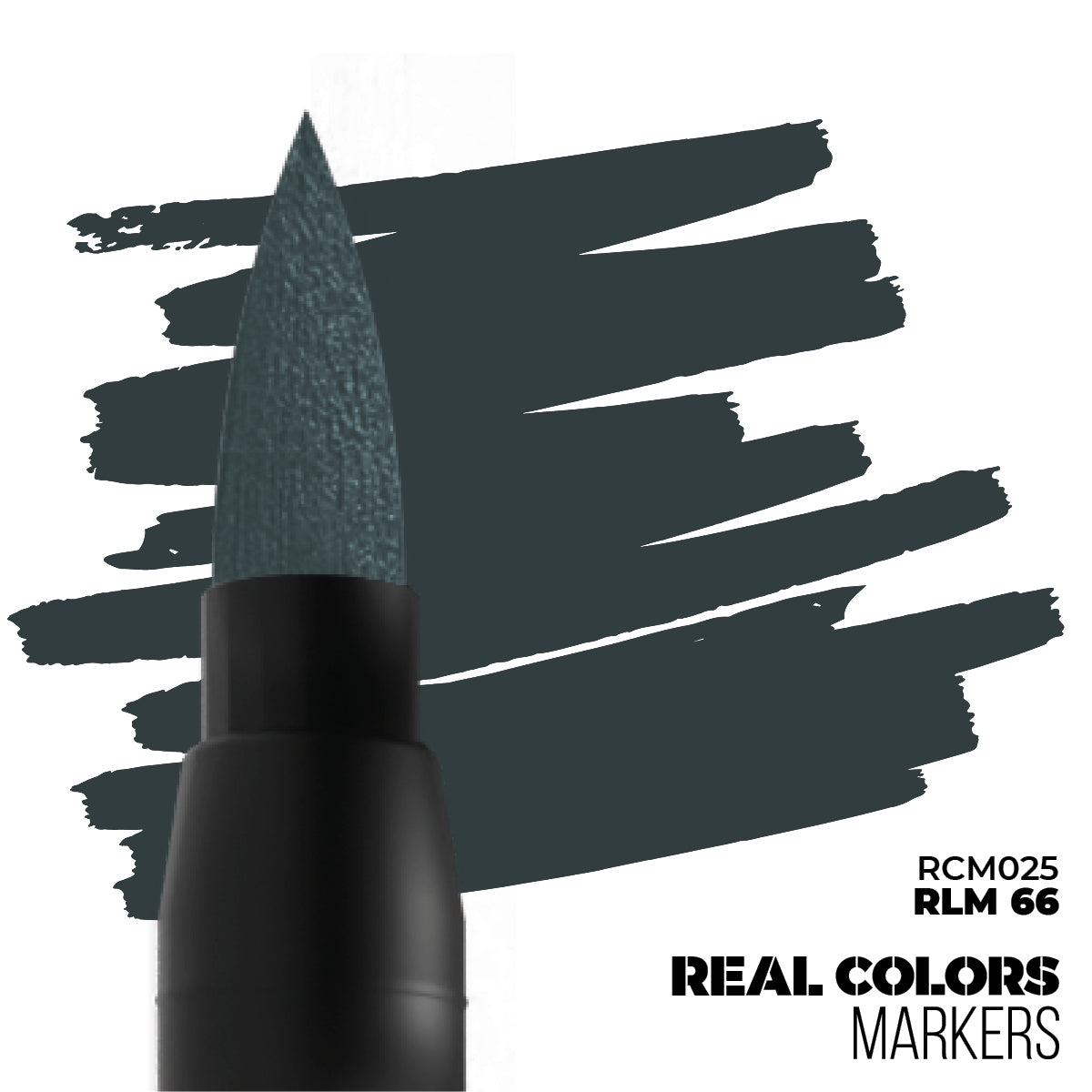 RLM 66 RCM025 AK Interactive Real Colors Marker końcówka i próbka koloru - ciemnoszary Luftwaffe marker akrylowy - AK Interactive
